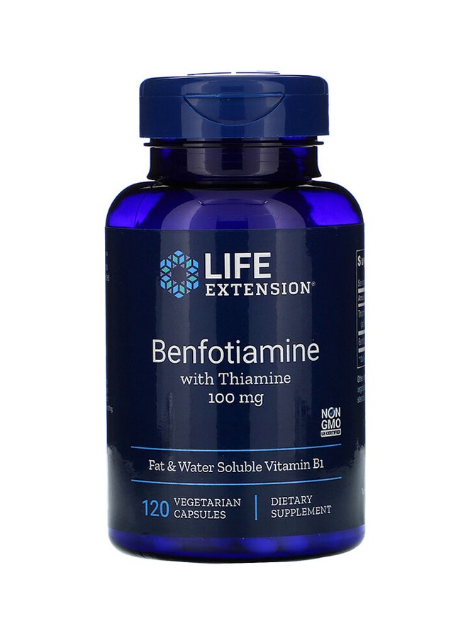 Life Extension Benfotiamine With Thiamine 100mg Dietary Supplement - 120 Vegetarian Capsule - Image 1