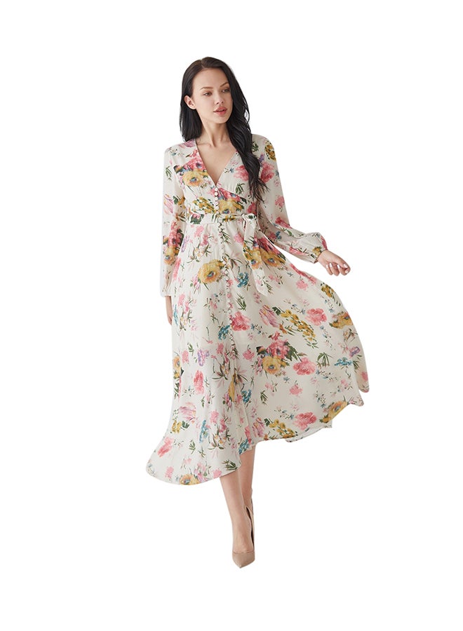 Izar Floral Printed Long Sleeve Dress Multicolour  - Image 1
