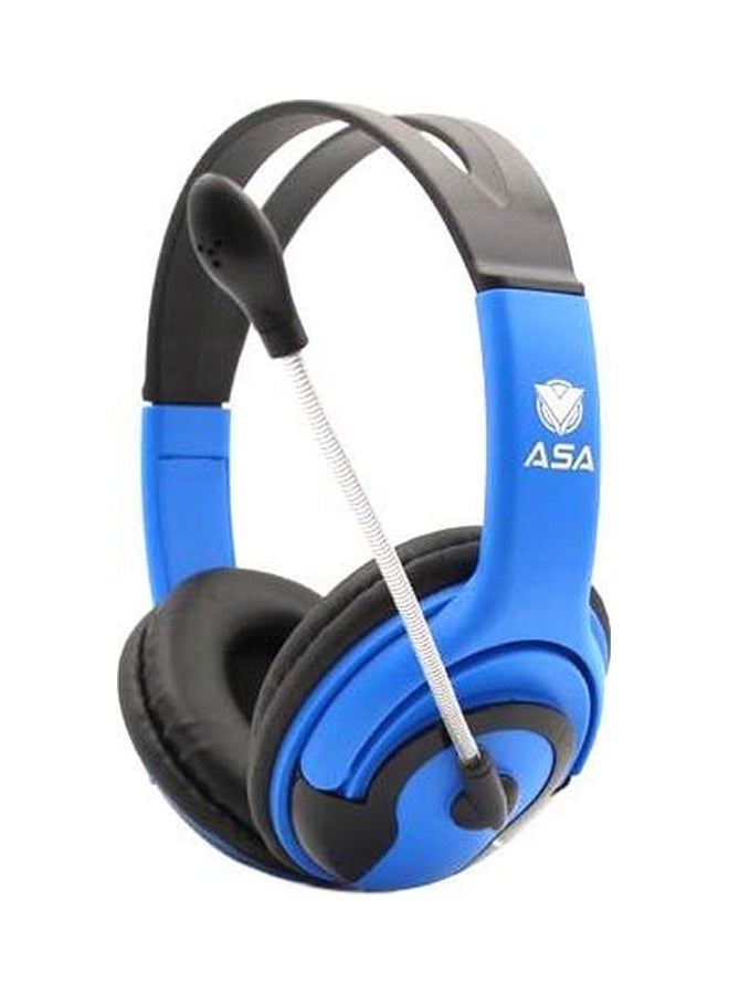 أيه أس أيه سماعة رأس بتصميم يغطي الأذن للألعاب وسلكية مع ميكروفون لجهاز بلايستيشن 4 أسود/أزرق - Image 1