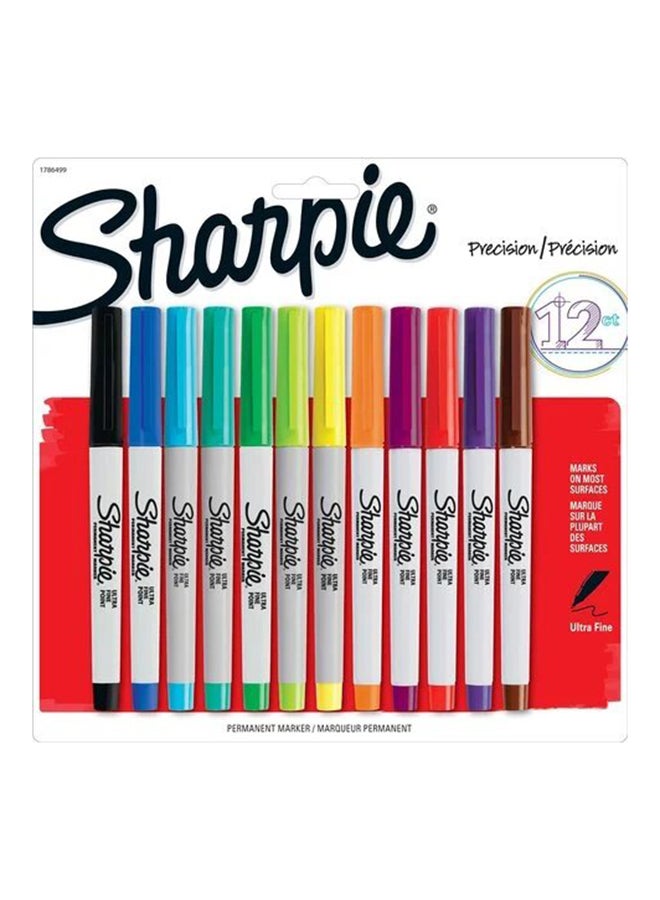 Sharpie - 12-Piece Ultra Thin Permanent Marker Set MultiColor - Image 1
