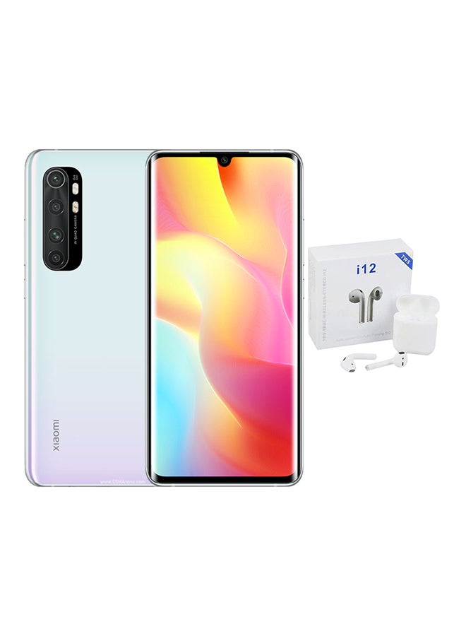Xiaomi Mi Note 10 Lite Dual SIM Glacier White 6GB RAM 128GB 4G LTE With i12 TWS Bluetooth In-Ear Earphones  - Image 1