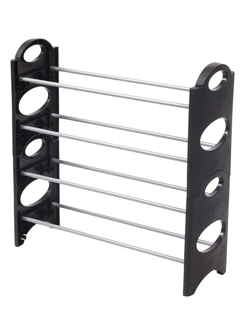 4 Layer Stackable Shoe Rack Black/Silver