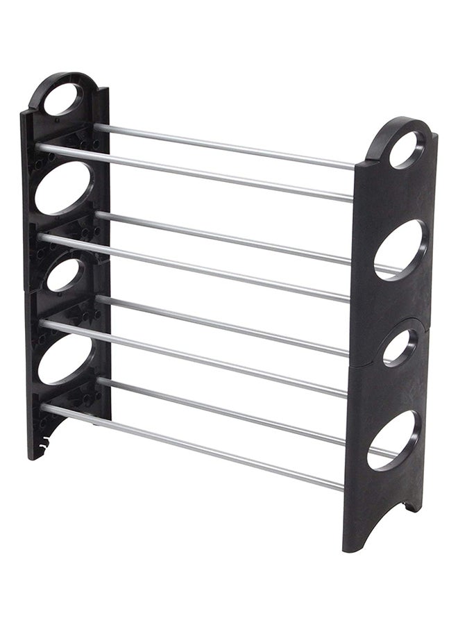 4 Layer Stackable Shoe Rack Black/Silver