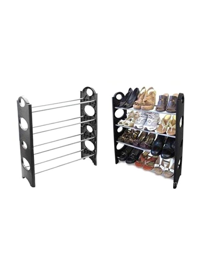 4 Layer Stackable Shoe Rack Black/Silver