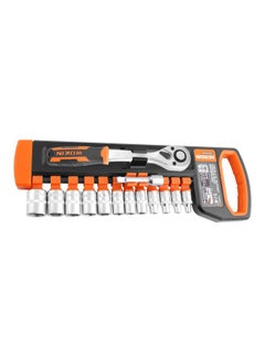WOKIN 12-Piece 1/2 Inch Ratchet Handle With Sockets Set And Case Silver/Black/Orange 