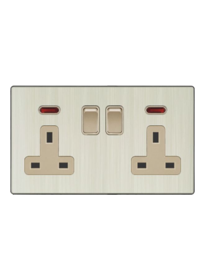 في ماكس مقبس نيون مزدوج V3 سيريز بقدرة 13A مع مفتاح . رمادي/ذهبي 3x6بوصة