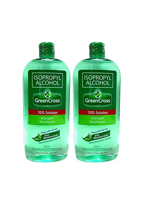 Isopropyl Alcohol Antiseptic Disinfectant Hypoallergenic With Moisturizer Pack of 2 500ml