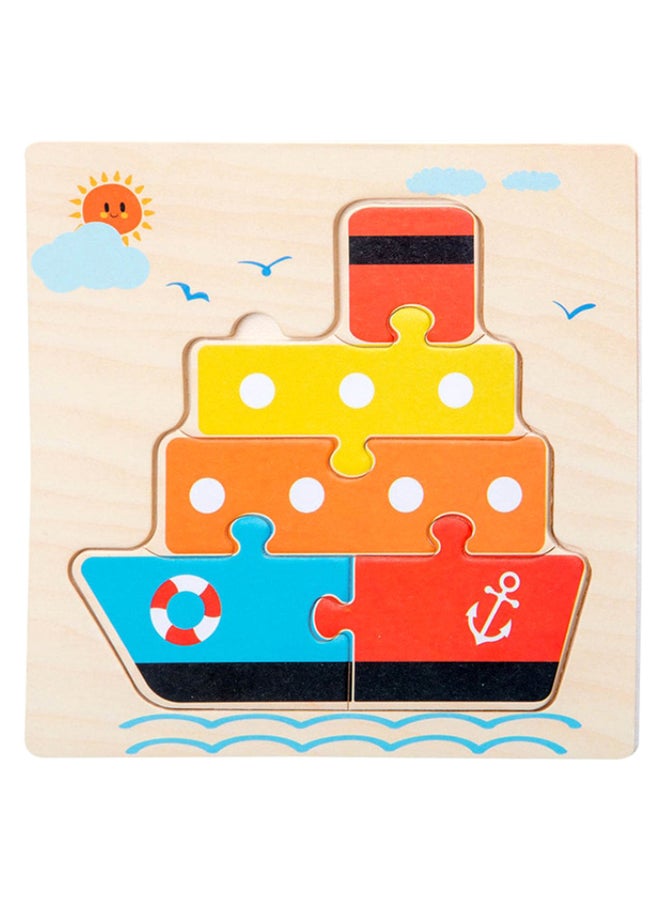 مجموعة أحجية تركيب الصور المُقطّعة ثلاثية الأبعاد بتصميم سفينة مكونة من 6 قطع 15 x 15سم - Image 1
