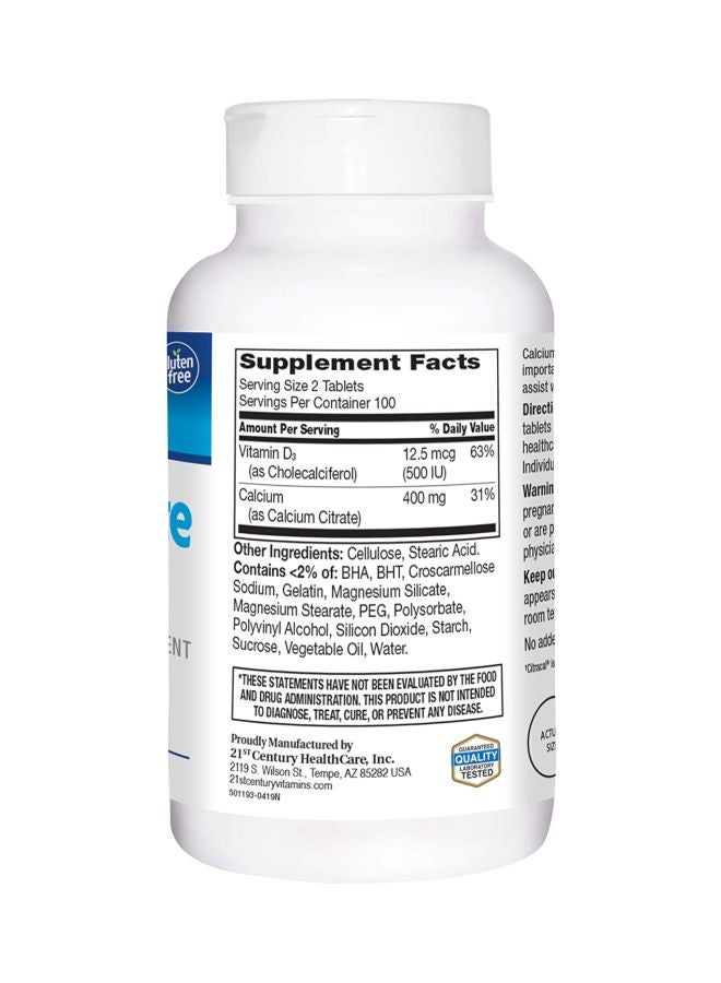 21st CENTURY - Calcium Citrate + D3 - 200 Tablets - Image 1
