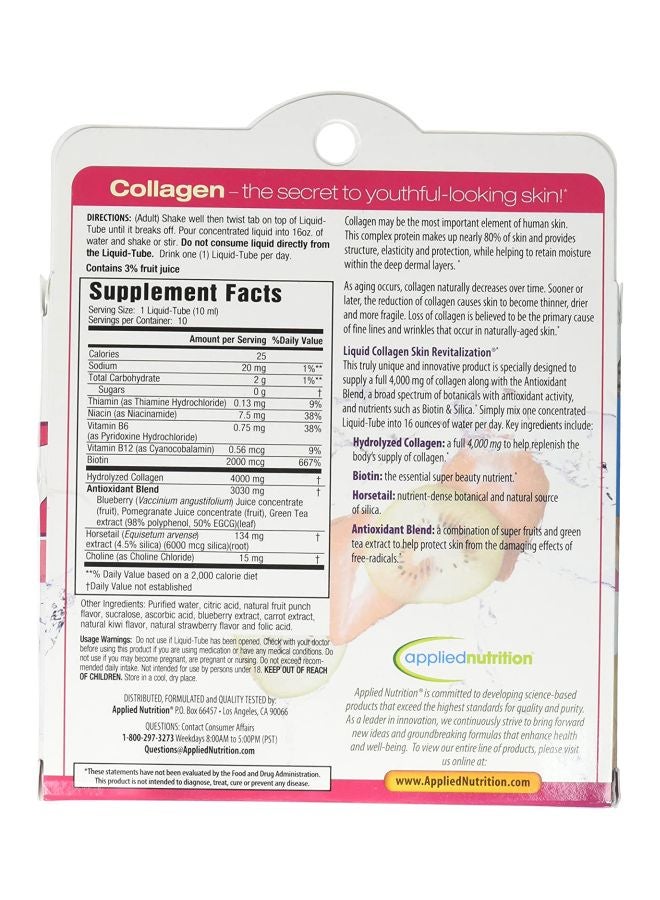 Applied Nutrition - Liquid Collagen Skin Revitalization Dietary Supplement - 10 Liquid Tubes - Image 1