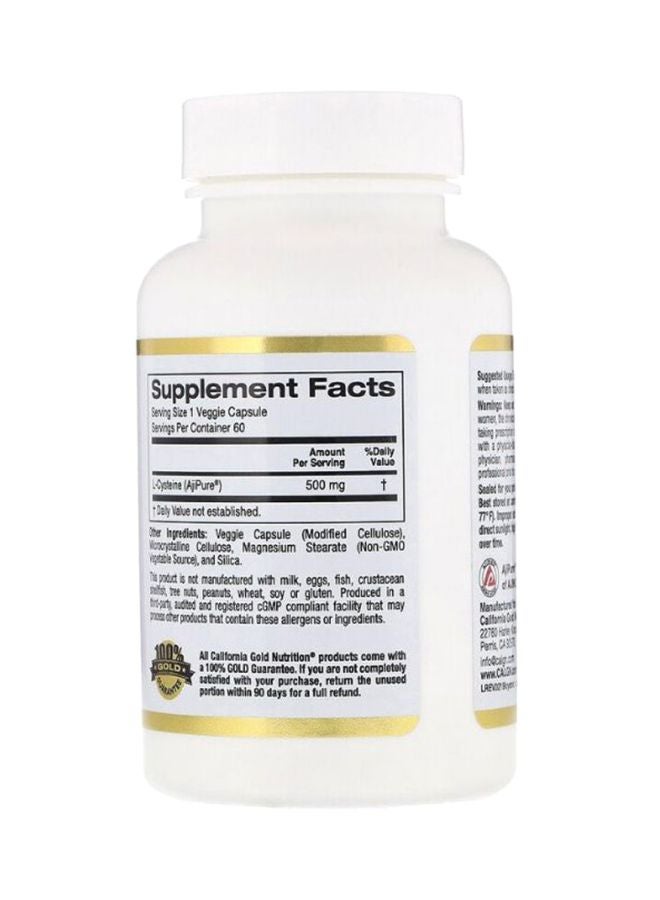 California Gold Nutrition - L-Cysteine 500mg - 60 Veggie Capsules - Image 1