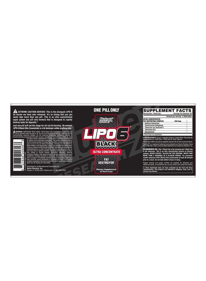 Nutrex Research - Lipo 6 Black Ultra Concentrate Supplement - 60 Capsules - Image 1