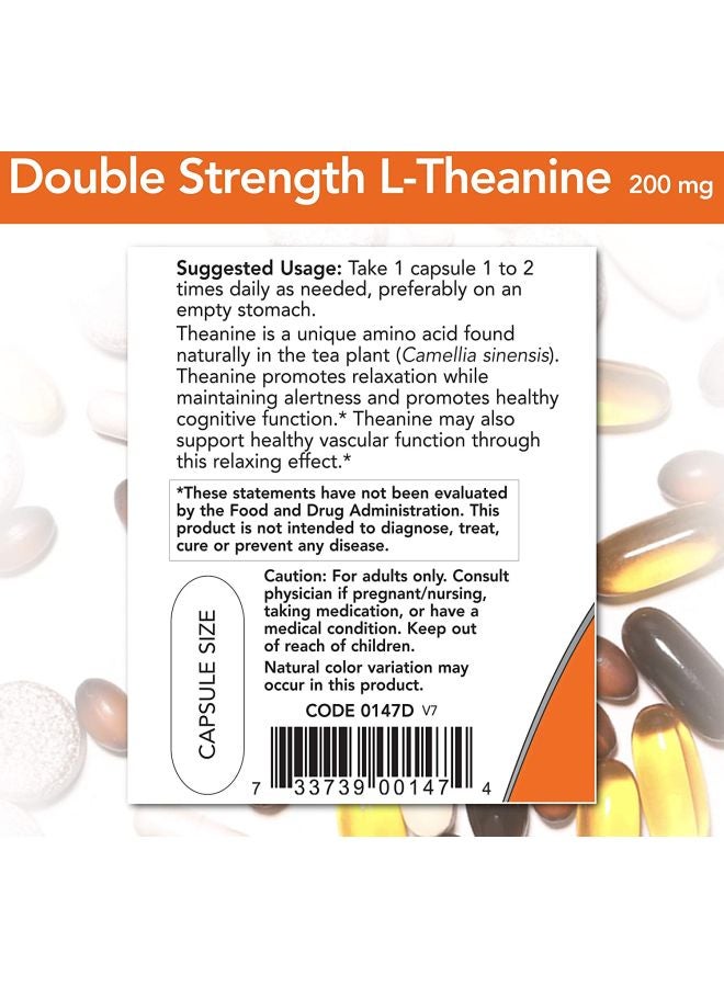 Now Foods - L-Theanine Dietary Supplement - 60 Veg Capsules - Image 1