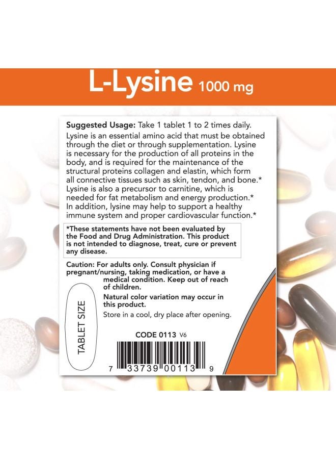 Now Foods Pack Of 4 L-Lysine Strength - 100 Tablets - Image 3