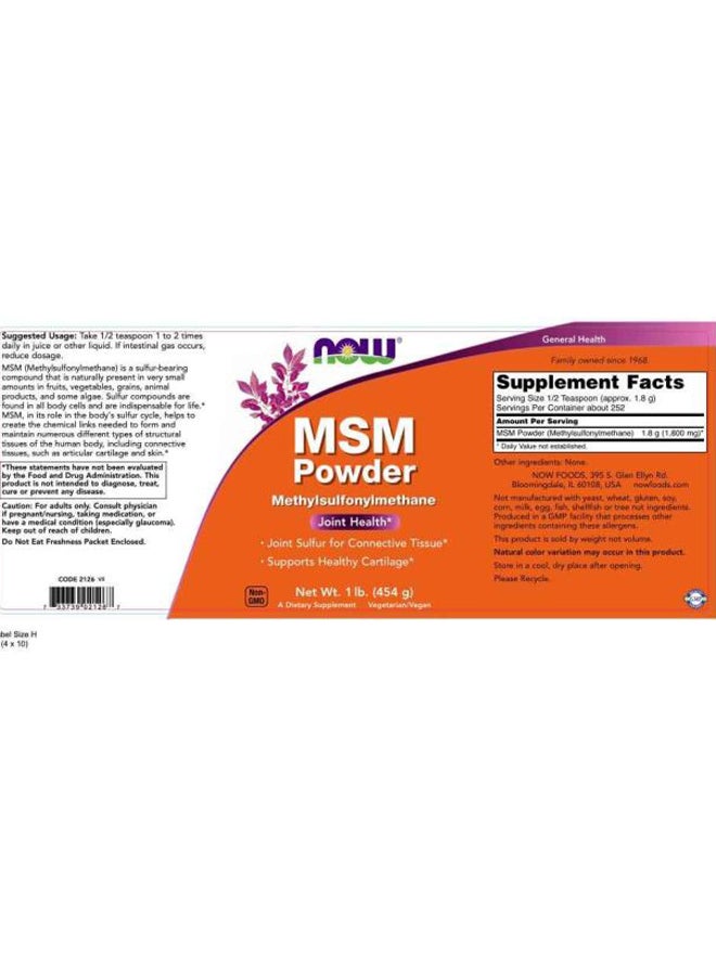 Now Foods - Msm Powder Methylsulfonylmethane Dietary Supplement - Image 1