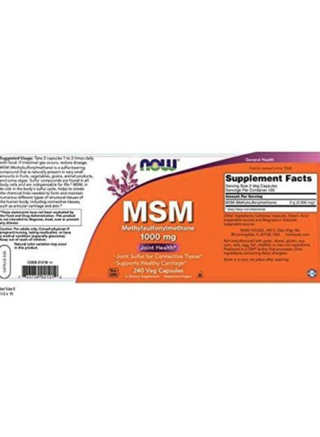 Now Foods Methylsulfonylmethane 1000mg Dietary Supplement - 240 Capsules - Image 2