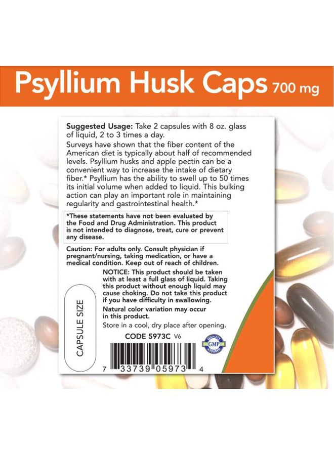 Now Foods - Psyllium Husk Dietary Supplement - 180 Capsules 700 mg - Image 1