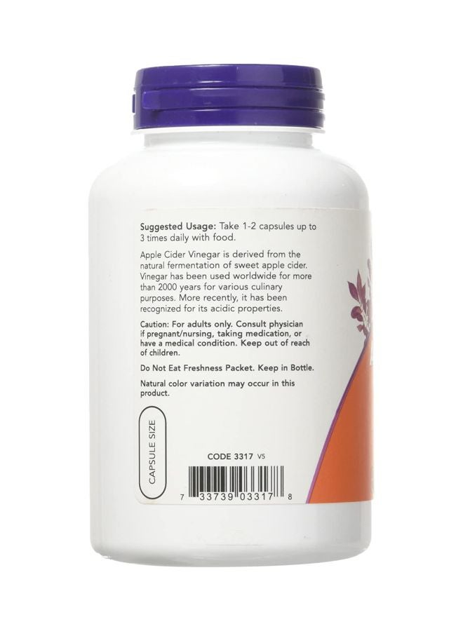 Now Foods Apple Cider Vinegar 450mg Dietary Supplement - 180 Capsules - Image 2