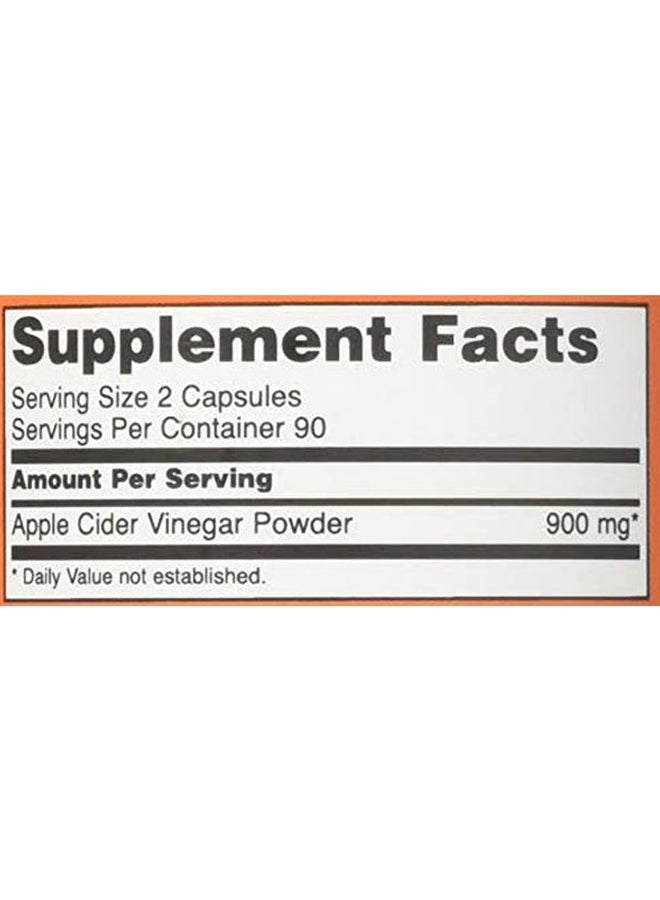 Now Foods Apple Cider Vinegar 450mg Dietary Supplement - 180 Capsules - Image 3