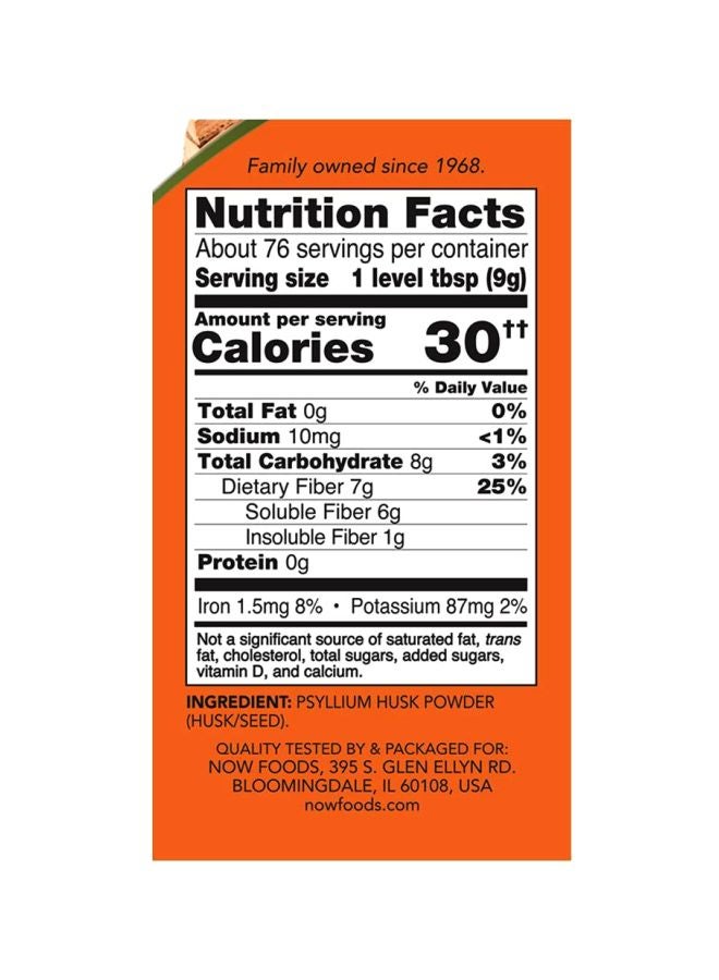 Now Foods - Psyllium Husk Powder Soluble Fiber - Image 1
