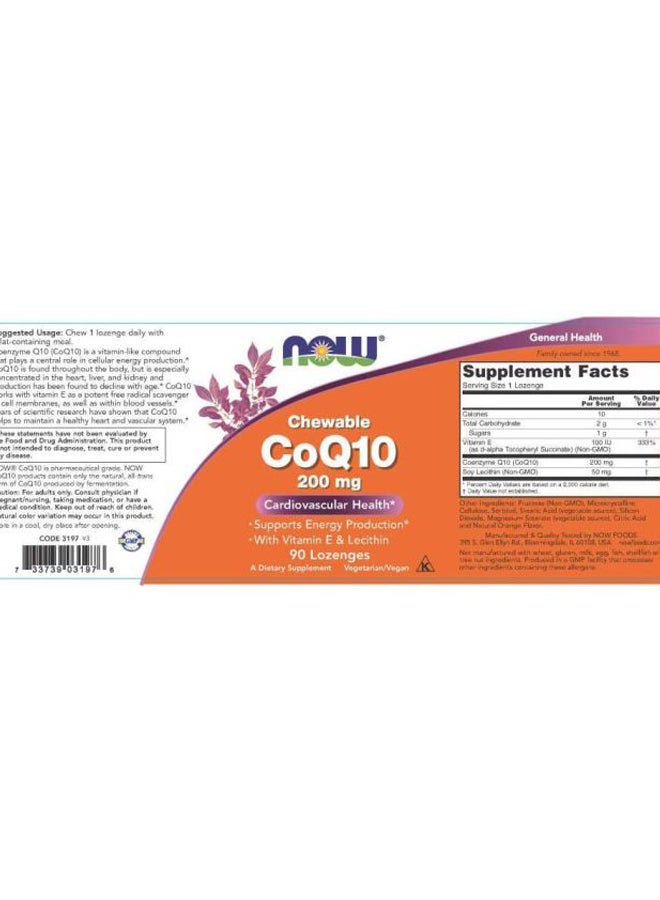 Chewable CoQ10 Cardiovascular Health - 90 Lozenges 200 mg