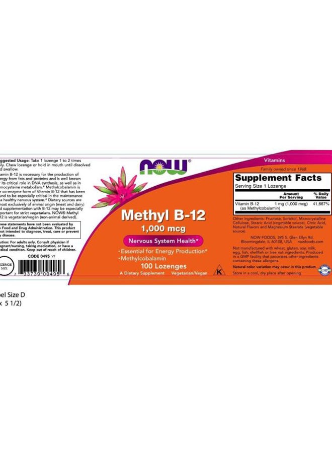 Methyl B-12 Dietary Supplement 1000mcg - 100 Lozenges