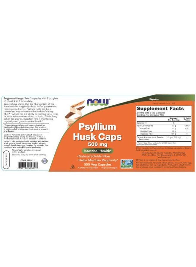 Now Foods - Psyllium Husk - 500 Capsules - Image 1