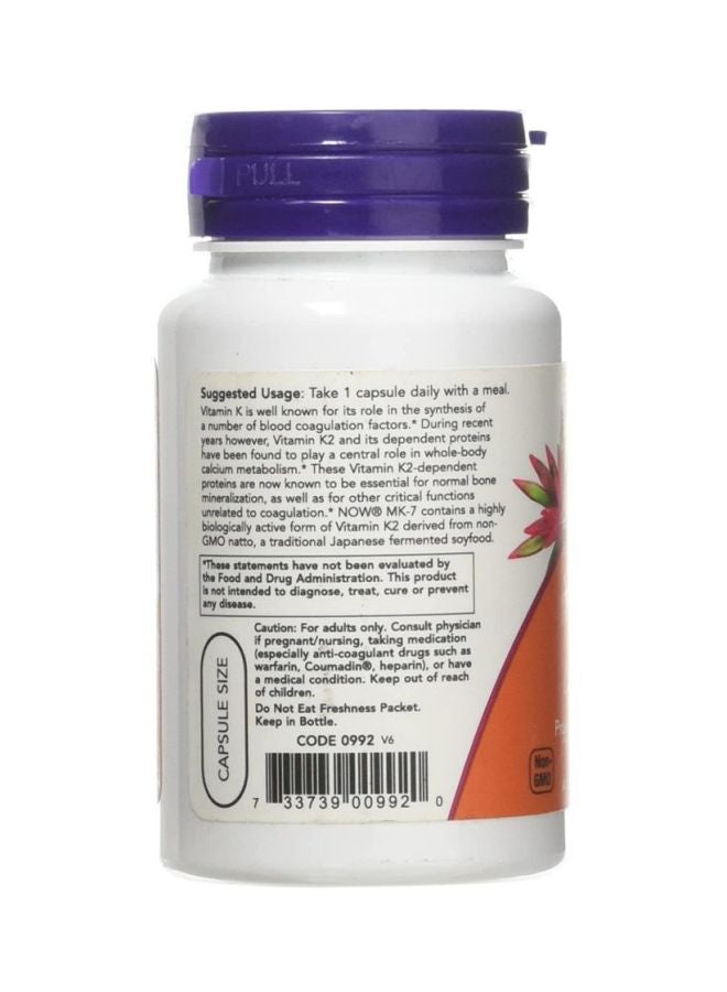 Now Foods - MK-7 Vitamin K-2 100 mcg 60 Veg Capsules - Image 1