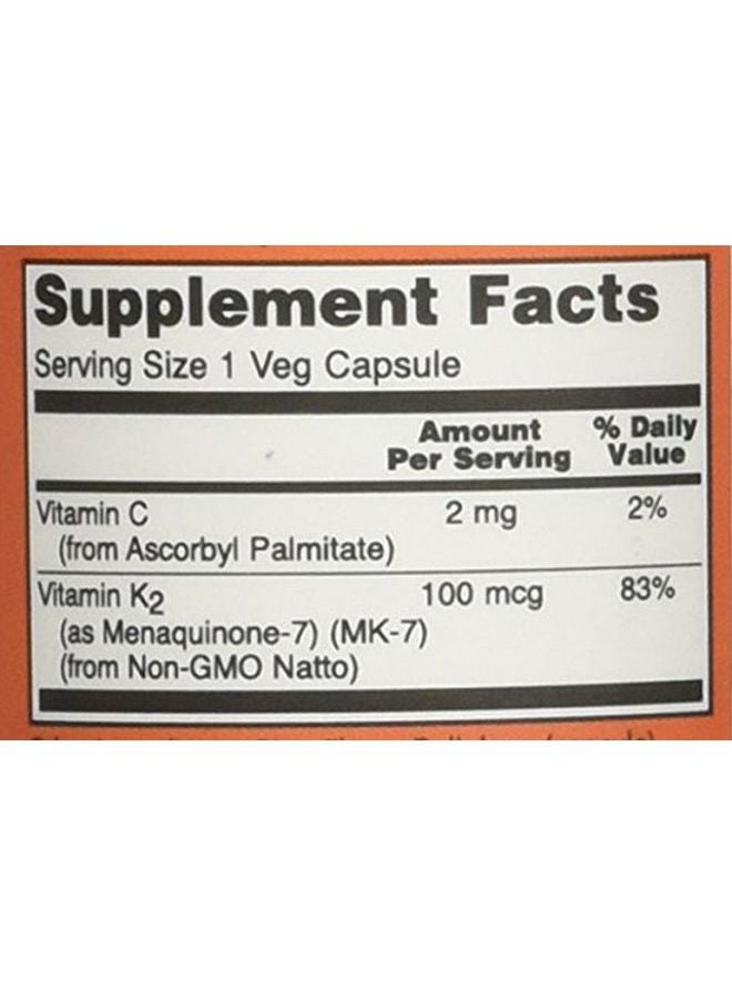 Now Foods - MK-7 Vitamin K-2 100 mcg 60 Veg Capsules - Image 1