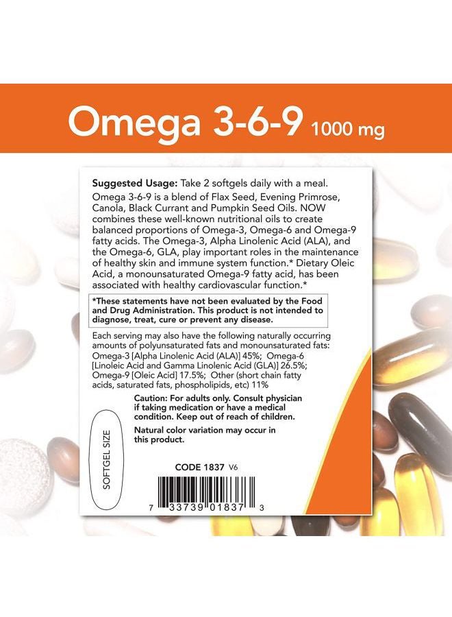 Now Foods Omega 3-6-9 Dietary Supplement - 250 Softgels - Image 5