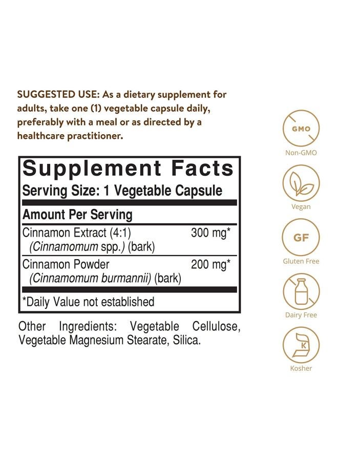 Solgar FP Cinnamon Dietary Supplement - 100 Capsules - Image 4