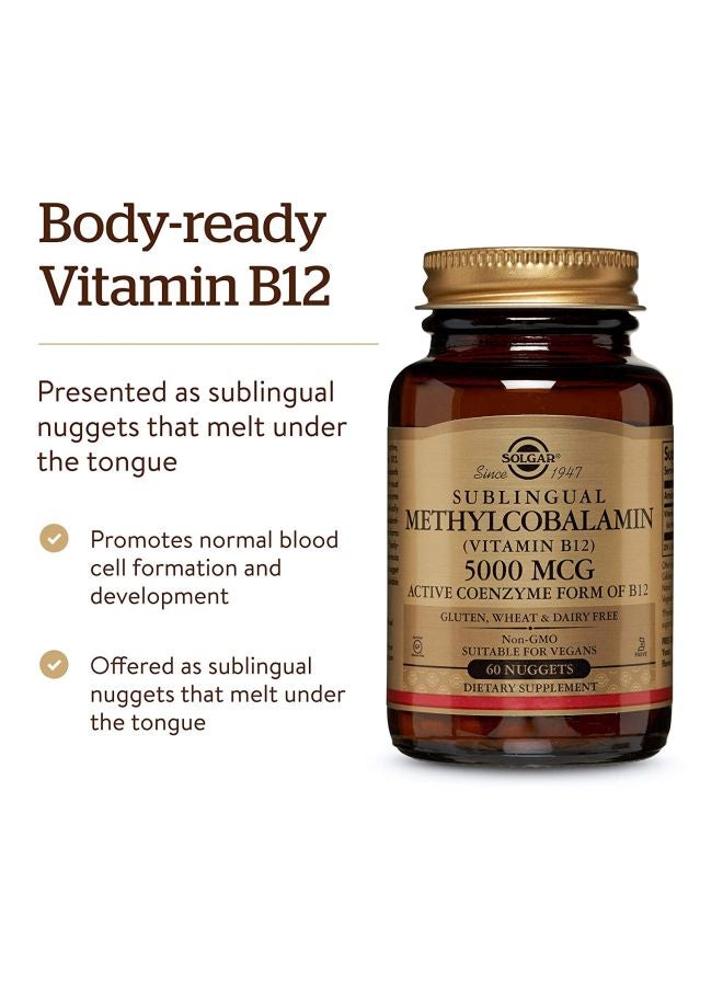 Solgar Sublingual Methylcobalamin Dietary Supplement - 60 Nuggets - Image 3