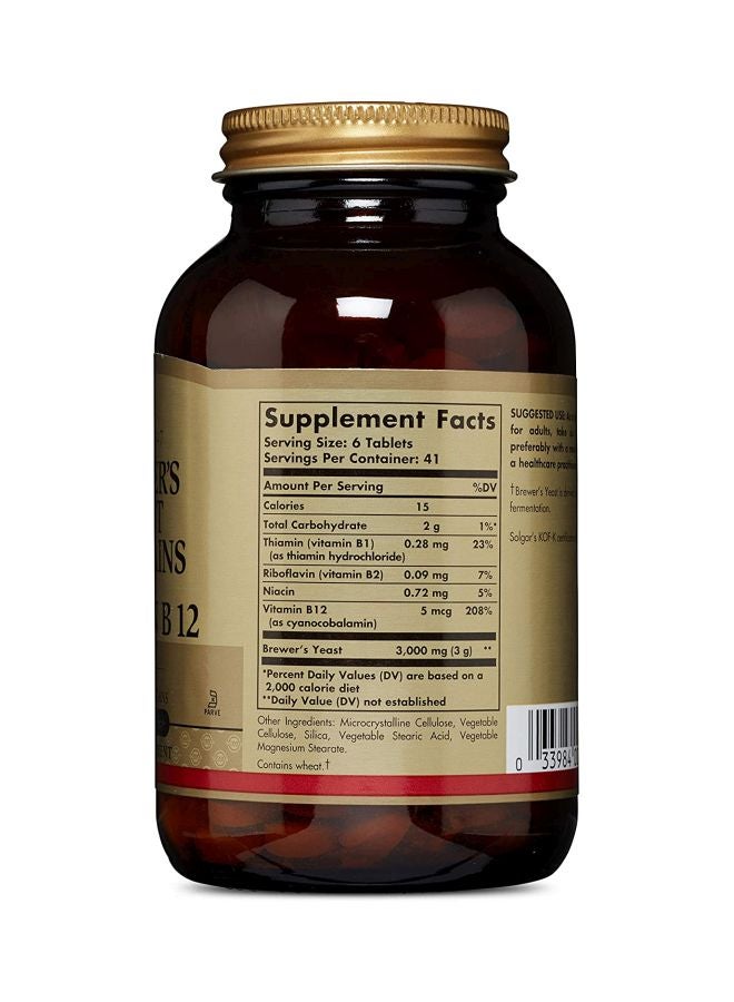 Solgar Brewer’s Yeast 7 1/2 Grains With Vitamin B12 - 250 Tablets - Image 3