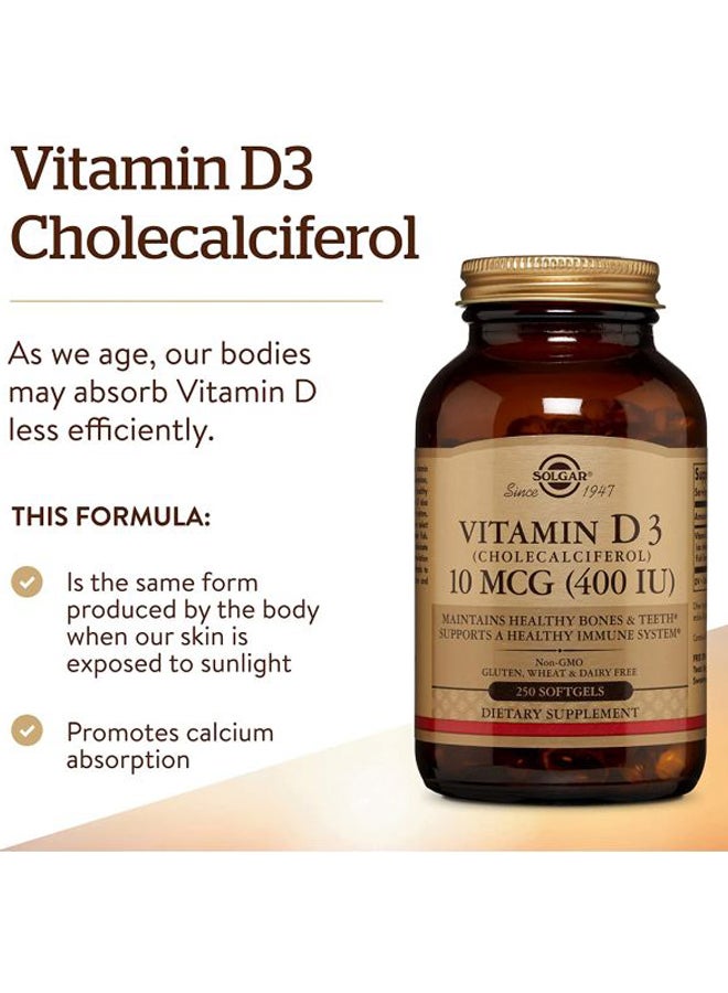 Solgar Vitamin D3 Dietary Supplement - 250 Softgels - Image 3