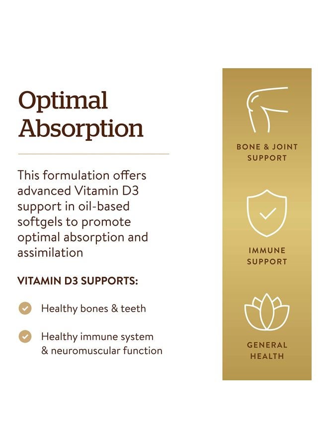 Solgar Vitamin D3 Dietary Supplement - 250 Softgels - Image 4