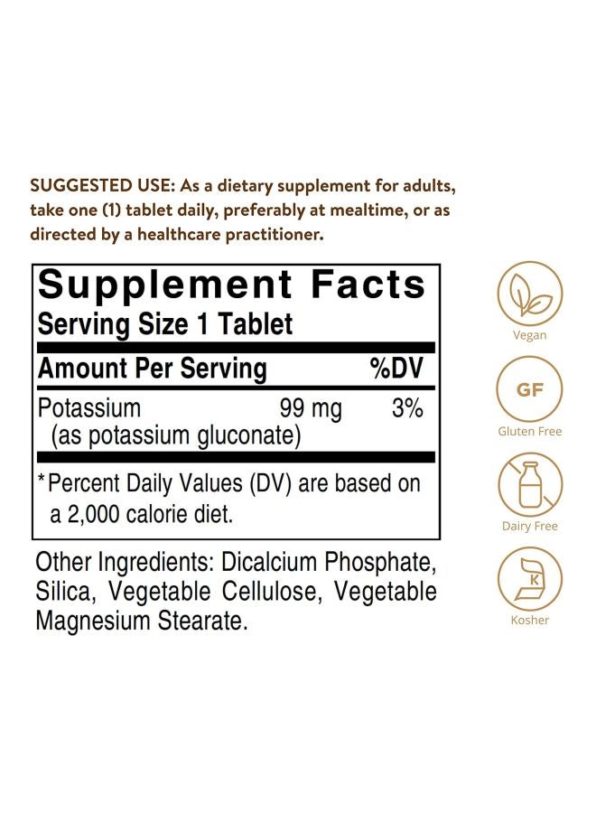 Solgar Potassium Dietary Supplement - 250 Tablets - Image 2