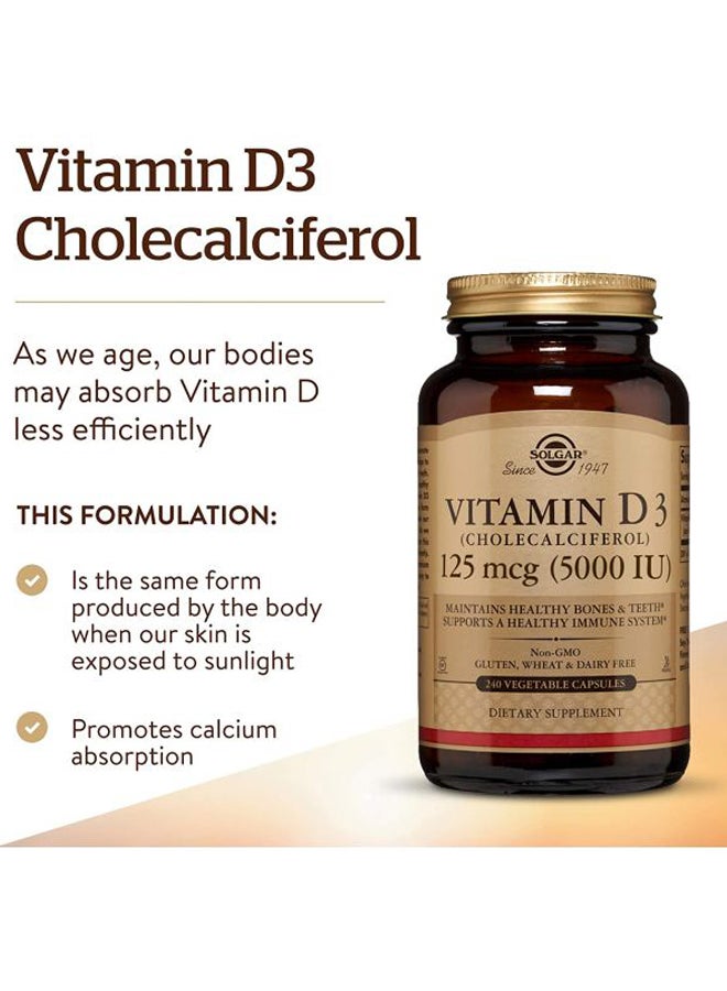 Solgar Vitamin D3 Dietary Supplement - 240 Capsules - Image 2