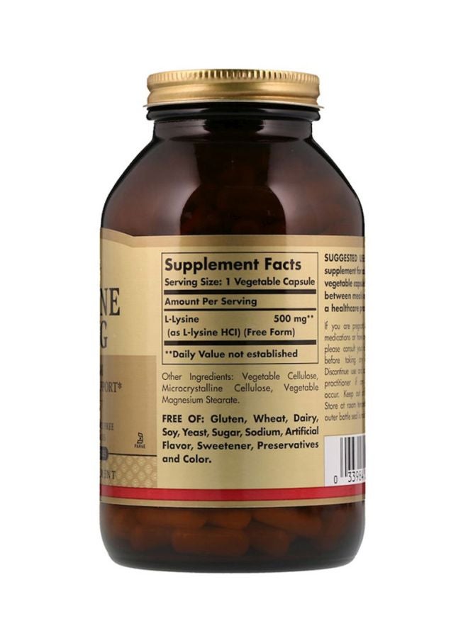 Solgar L-Lysine 500mg - 250 Vegetable Capsules - Image 2