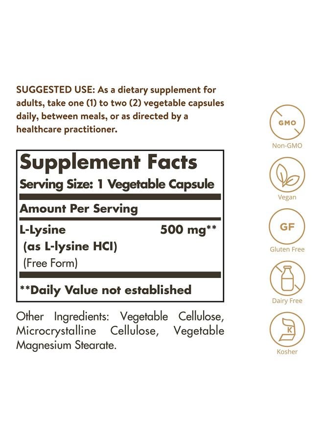 Solgar L-Lysine 500mg - 250 Vegetable Capsules - Image 5