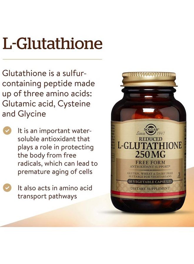 Solgar - Reduced L-Glutathione 250 mg Dietary Supplement - 60 Capsules - Image 1