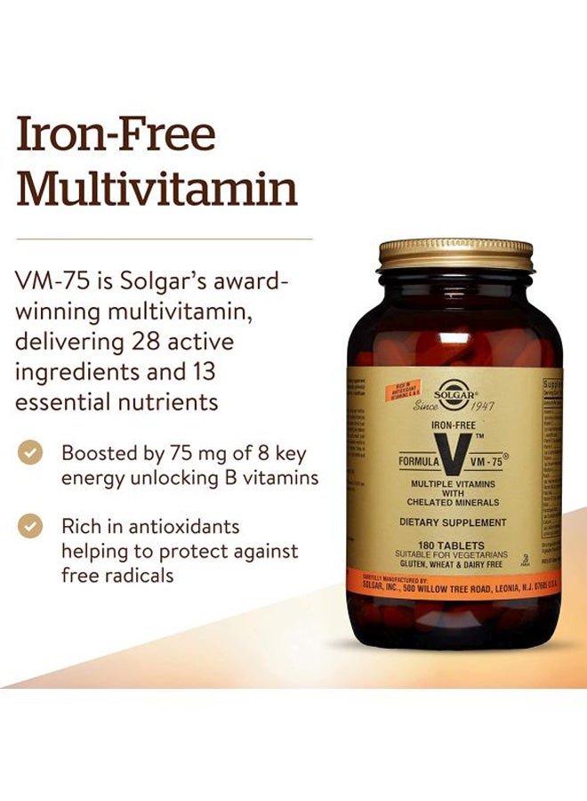 Solgar Iron-Free Formula VM-75 - 180 Tablets - Image 5