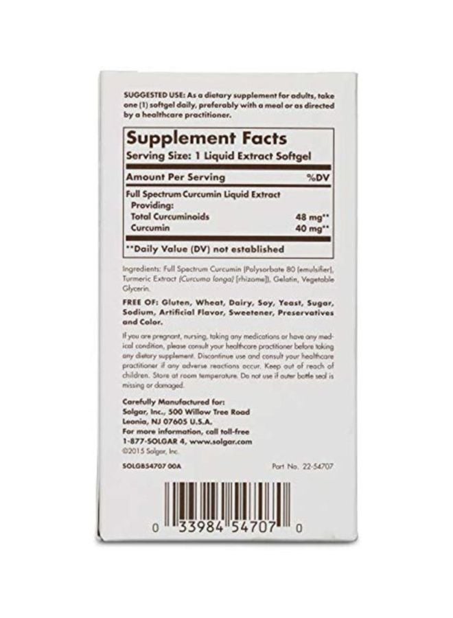 Solgar - Full Spectrum Curcumin Liquid Extract - 60 Softgels - Image 1