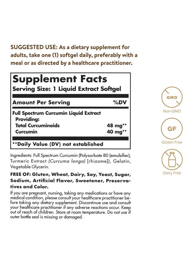 Solgar - Full Spectrum Curcumin Liquid Extract - 60 Softgels - Image 1