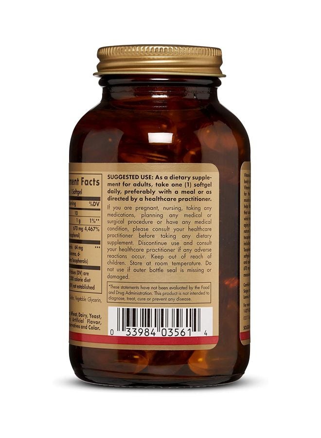 Solgar Vitamin E 670 mg Dietary Supplement - 100 Softgels - Image 4