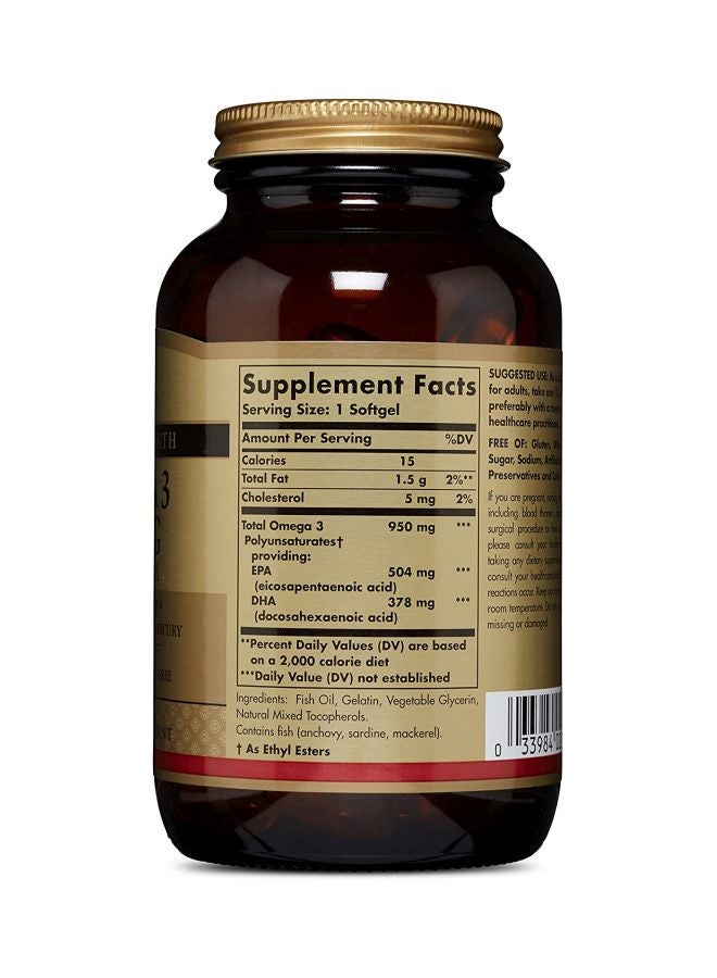 Solgar Pack Of 2 Triple Strength Omega 3 950 MG Dietary Supplement - 100 Softgels - Image 3