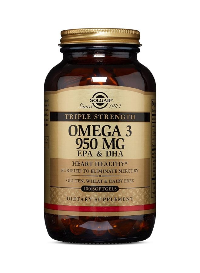 Solgar Pack Of 2 Triple Strength Omega 3 950 MG Dietary Supplement - 100 Softgels - Image 2
