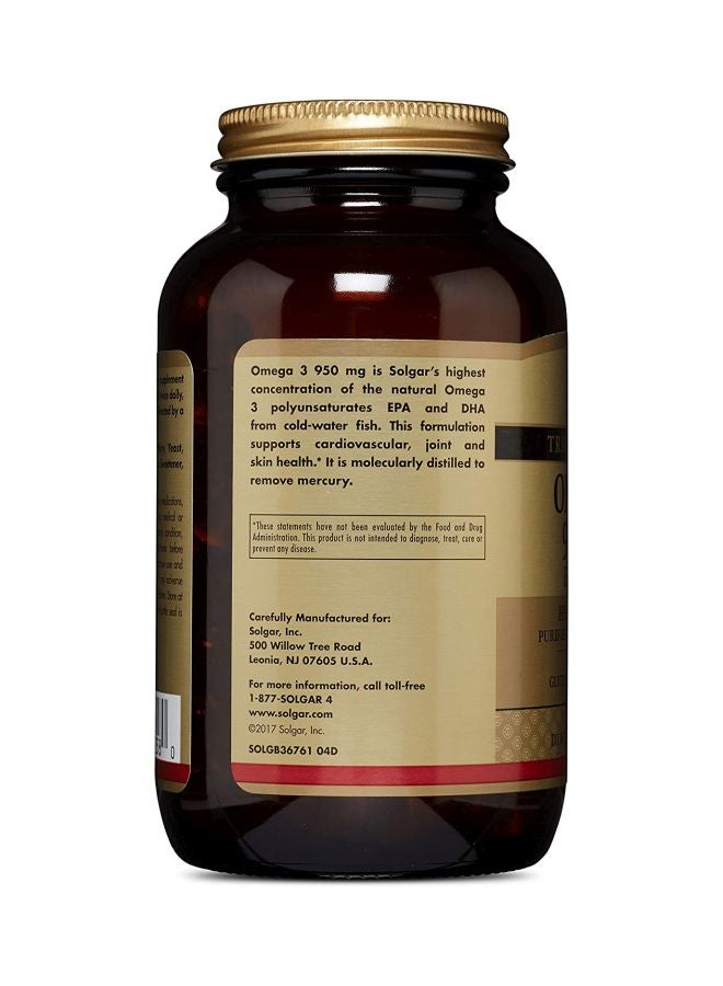 Solgar Pack Of 2 Triple Strength Omega 3 950 MG Dietary Supplement - 100 Softgels - Image 4