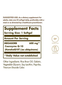 Solgar Megasorb Coq-10 600 Mg, 30 Softgels  - Image 3