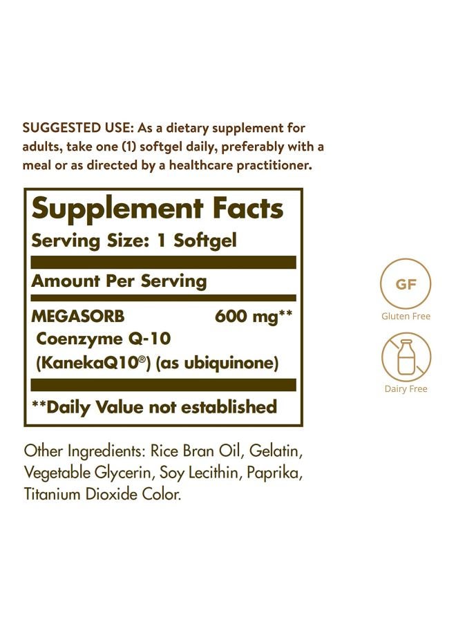 Solgar - Megasorb Coq-10 600 Mg, 30 Softgels - Image 1