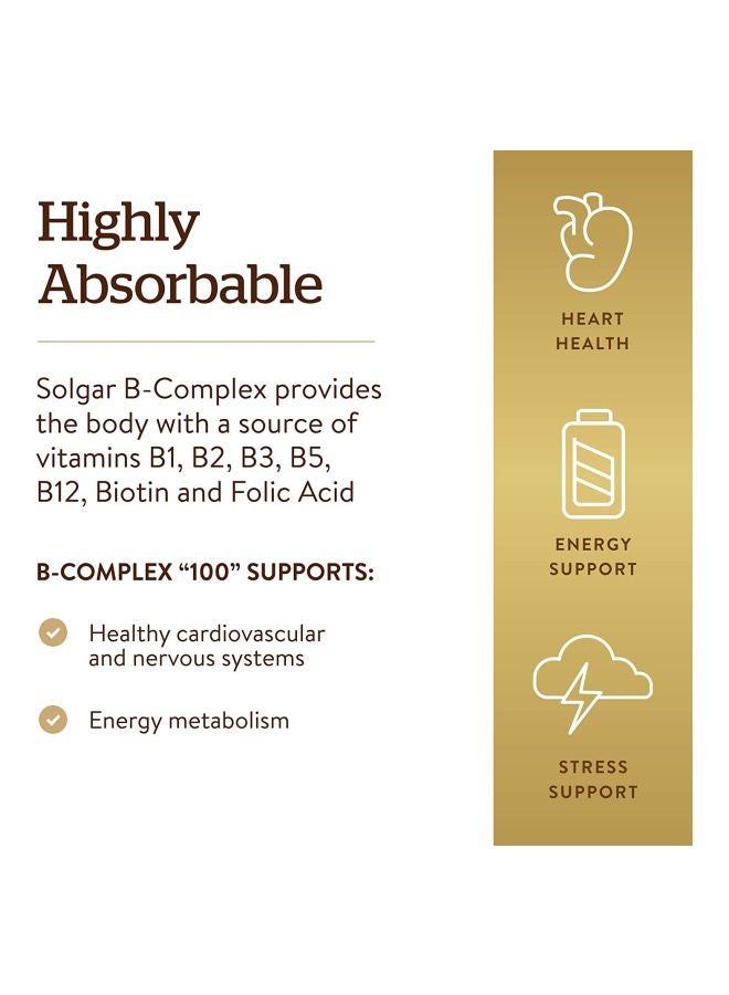 Solgar B-Complex "100" Dietary Supplement - 100 Vegetarian Capsules - Image 5